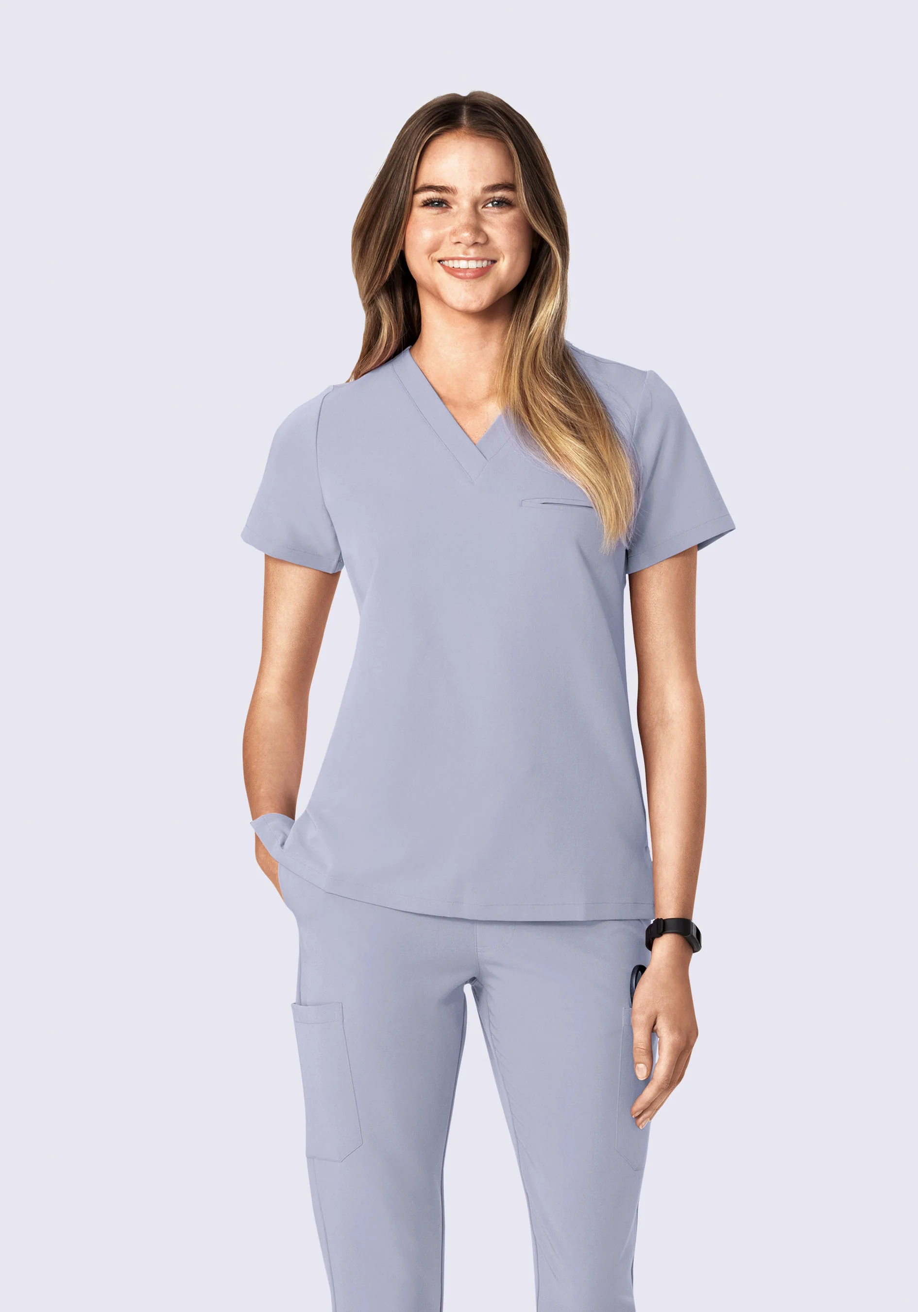 Women's One Pocket V-Neck Tops